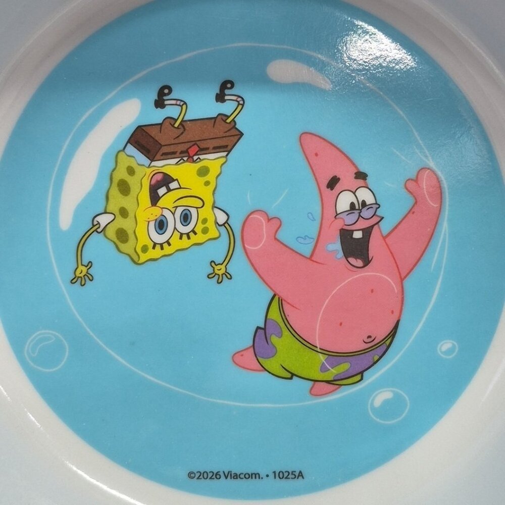SpongeBob SquarePants Pet Bowl Dog Cat Food‎ Water Dish, Blue, 7in Dia, Lot Of 2 - Picture 3 of 5